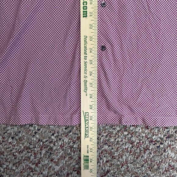 Boss Hugo Boss Pink Blue Purple Mini Check LS Classic Dress Shirt Sz 15.5 34/35 - Picture 11 of 11
